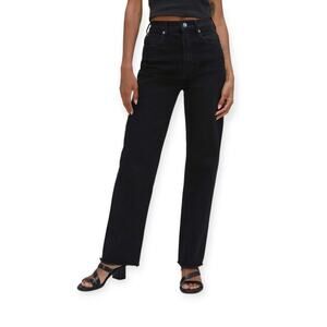 NWT Everlane The Way High Straight Leg Jean SIZE 30 Black Organic Cotton NEW